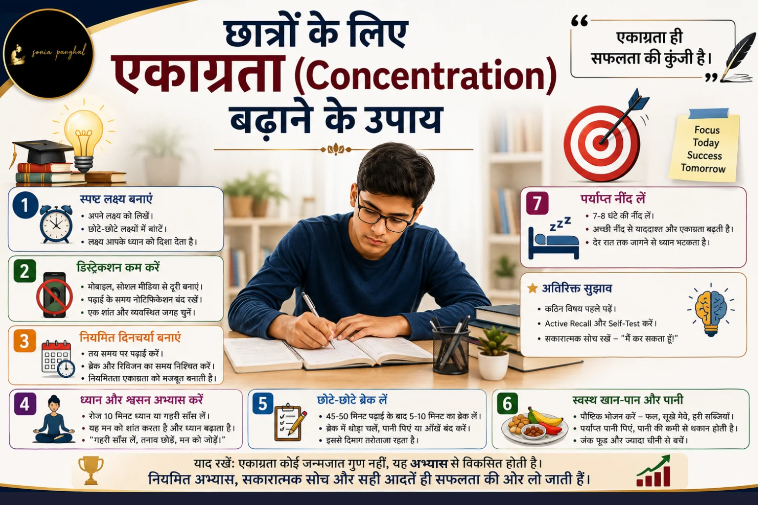 छात्रों के लिए एकाग्रता बढ़ाने के उपाय इन्फोग्राफिक